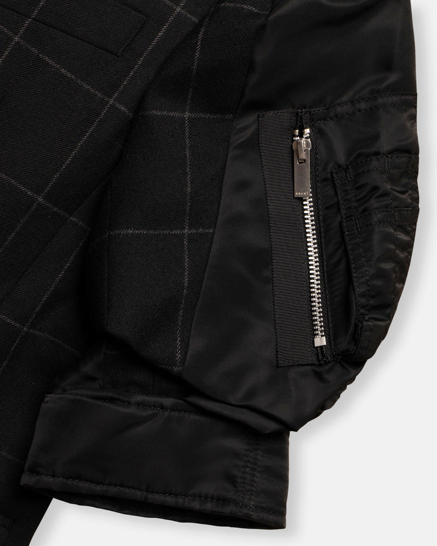 windowpane x nylon twill jacket