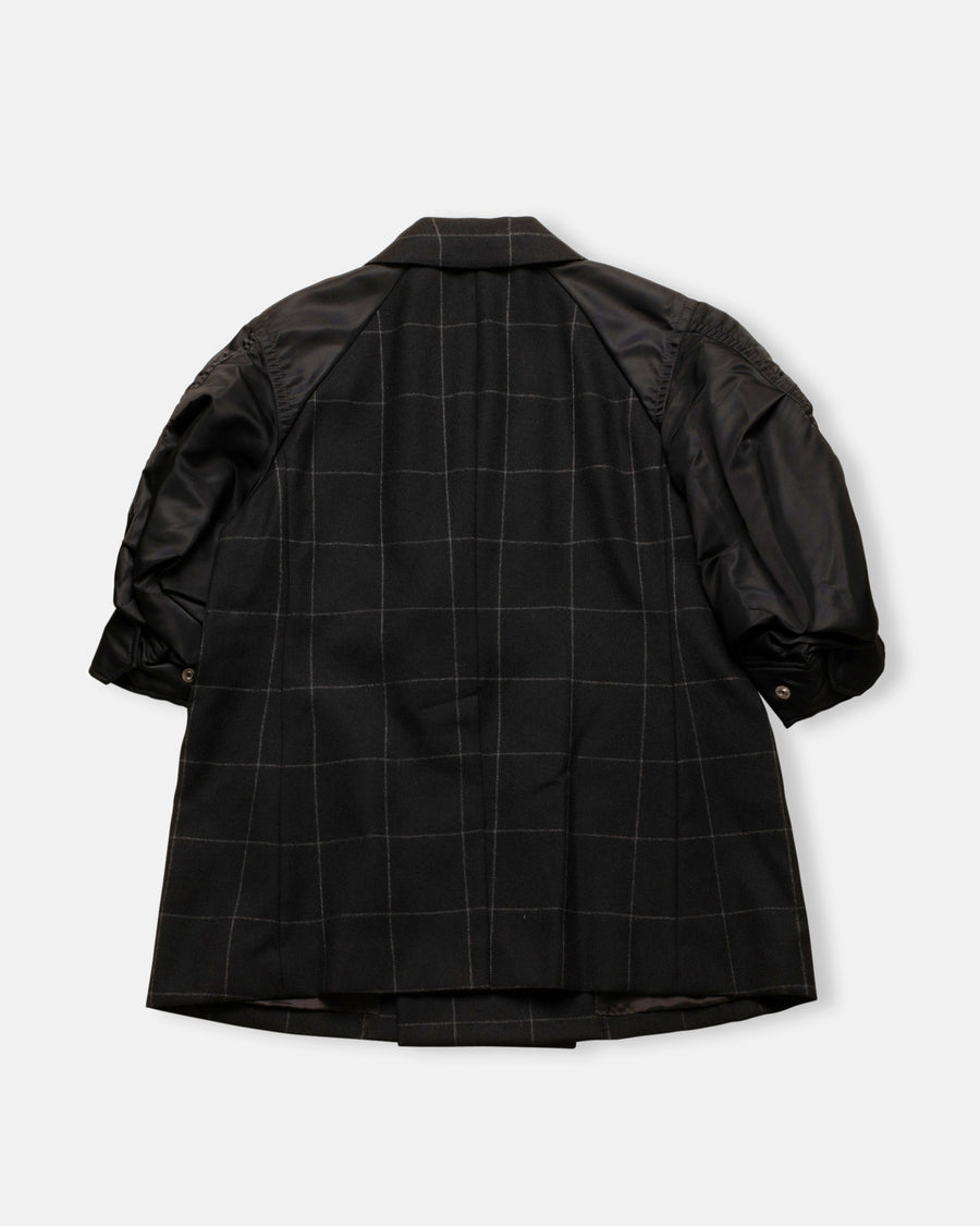 windowpane x nylon twill jacket