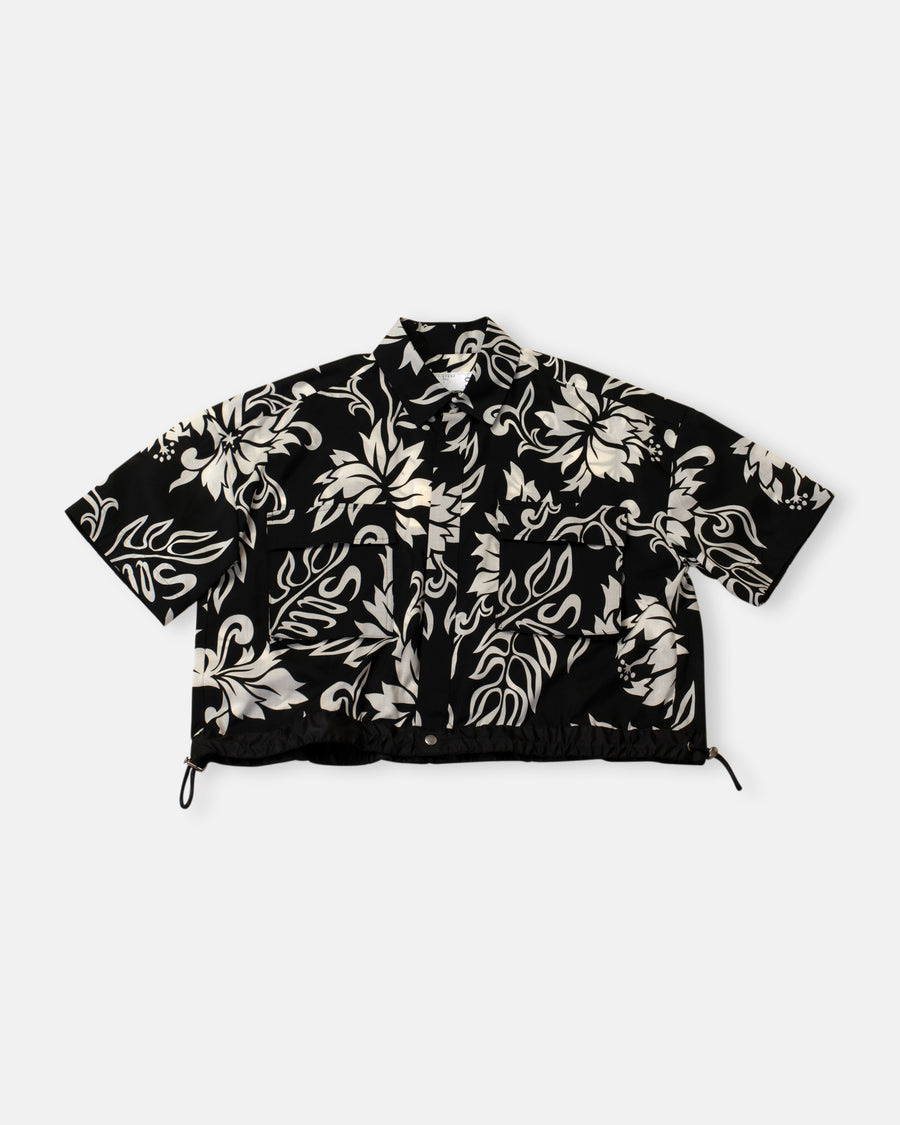 gathered hem floral print shirt