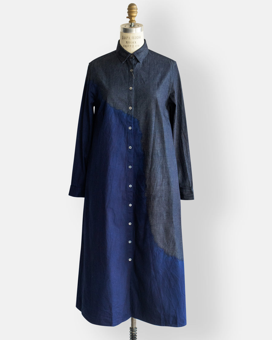 denim front button dress