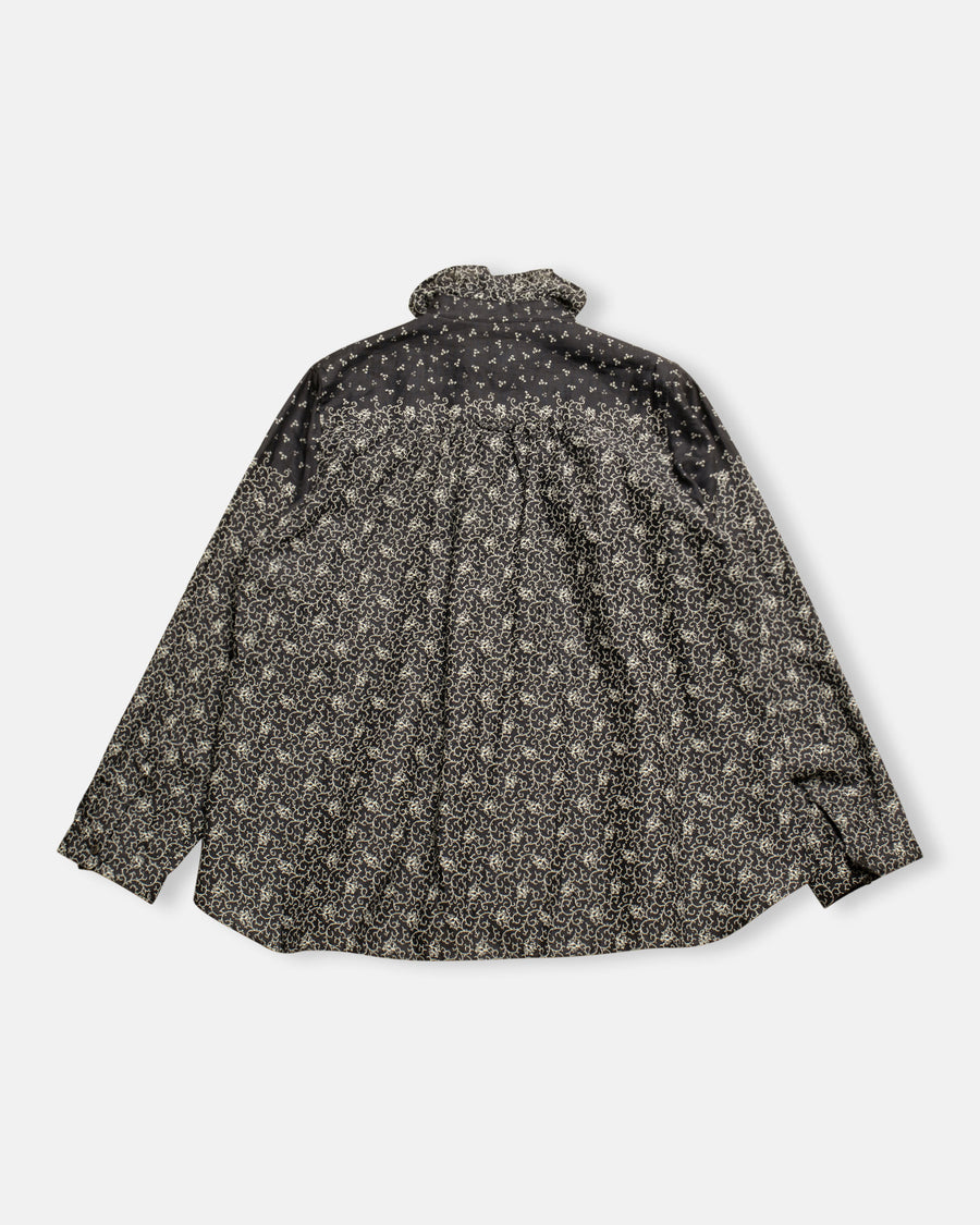 printed panel ruffle collar shirt