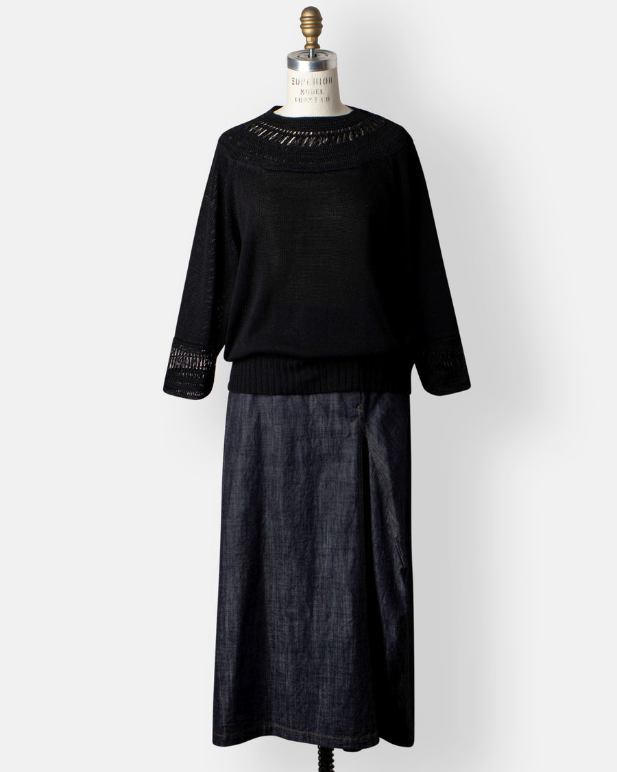 panel tucked flare skirt