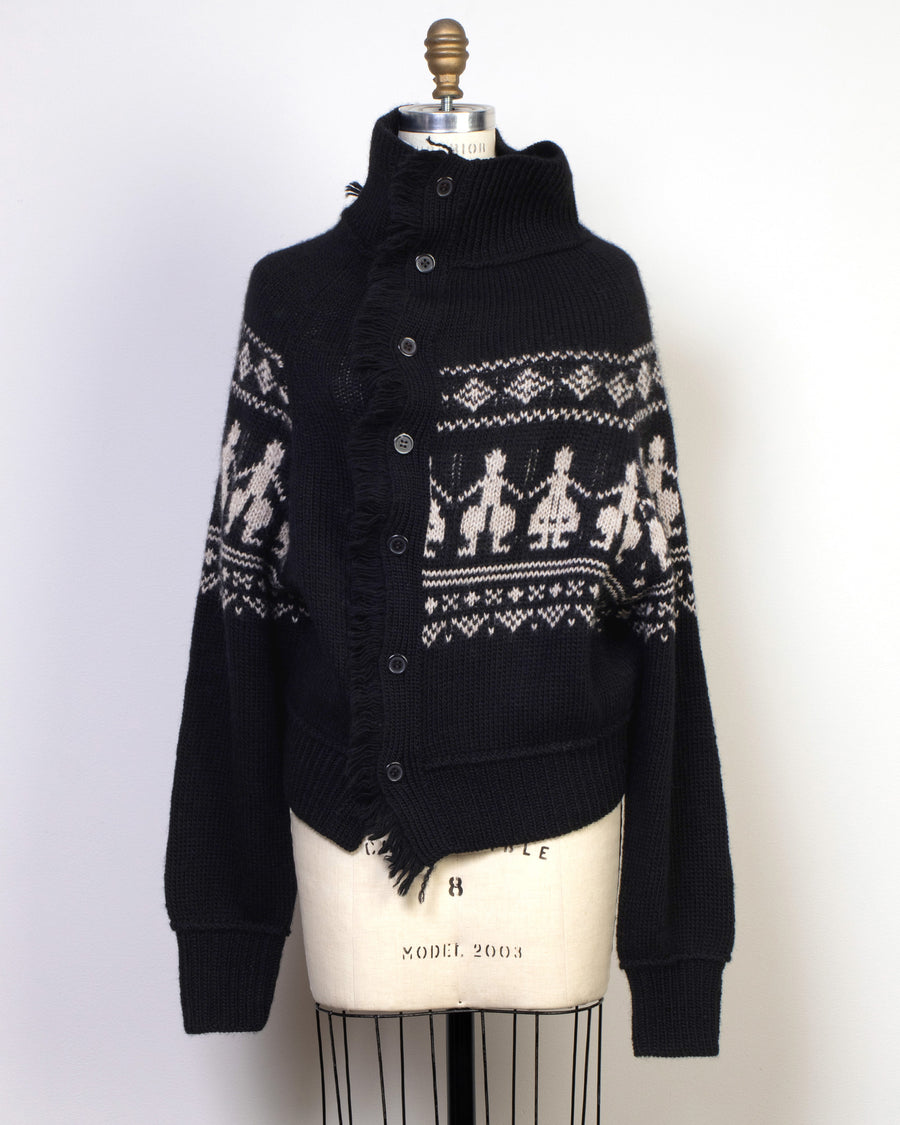 fair isle fringe cardigan