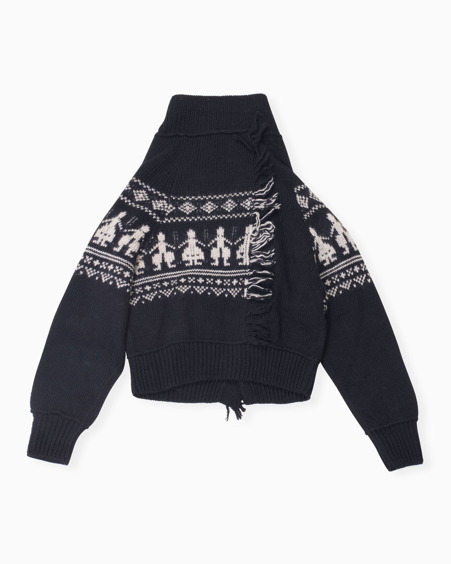 fair isle fringe cardigan