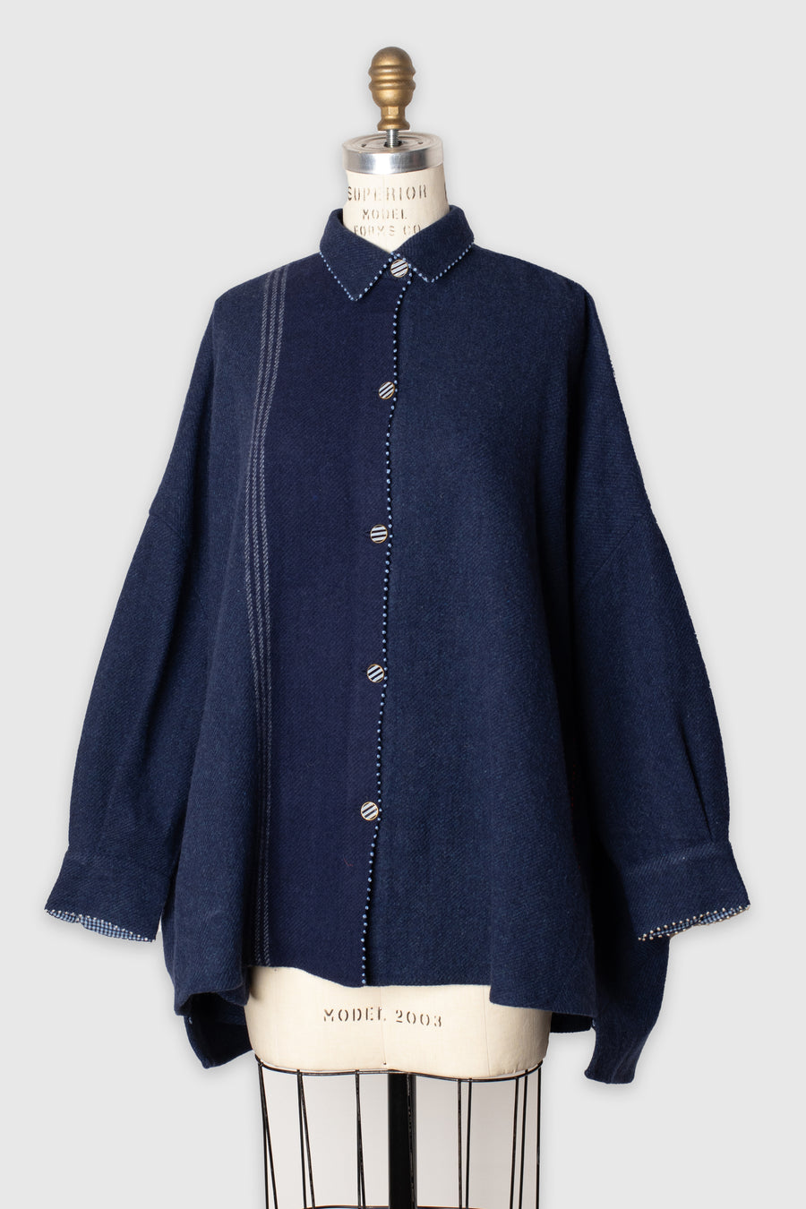 indigo french knot shirt