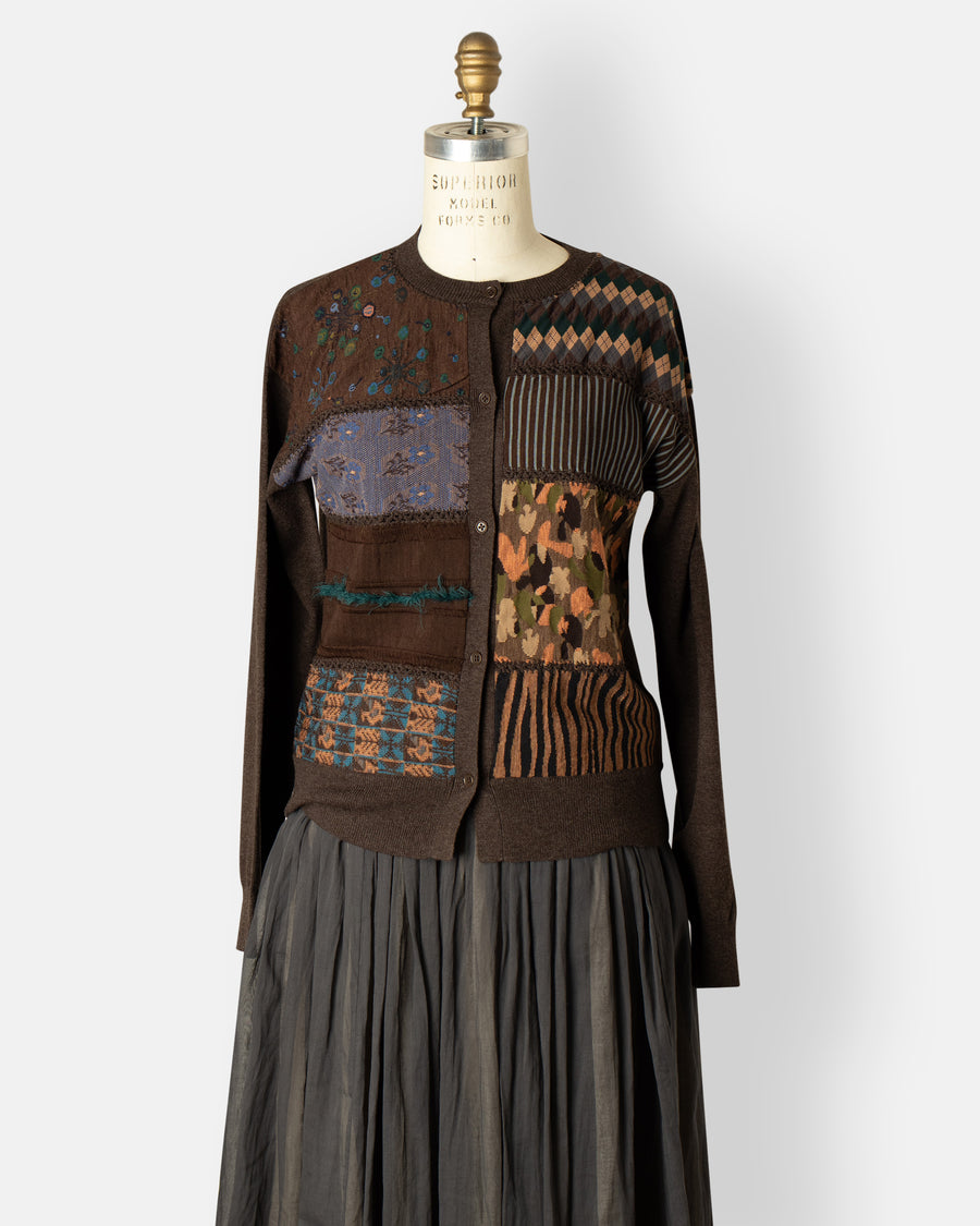 sock knit patchwork cardigan
