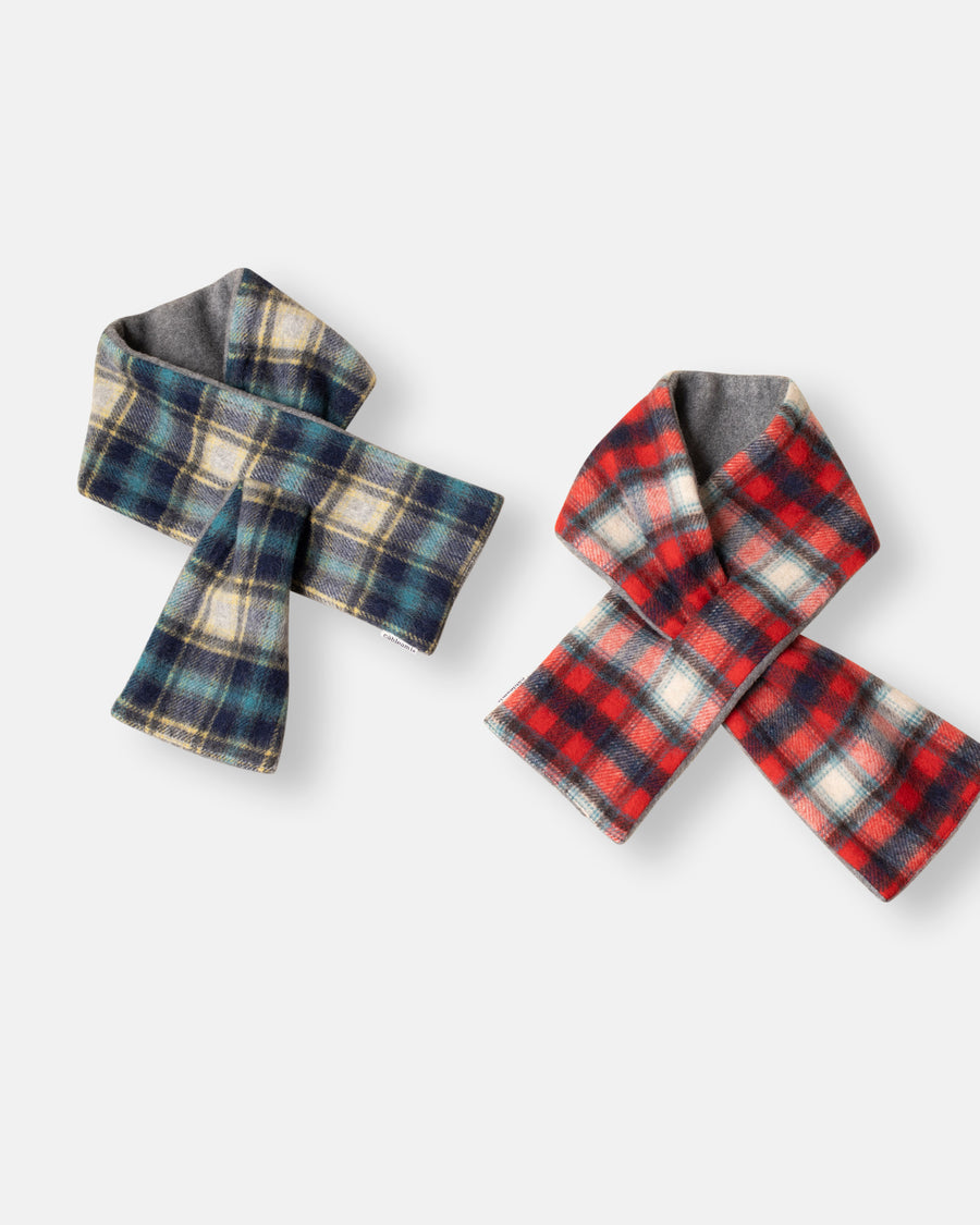 70's wool shaggy check scarf