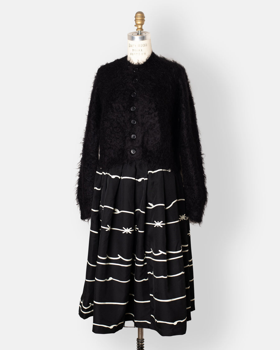 twill filip pasowski print peated skirt