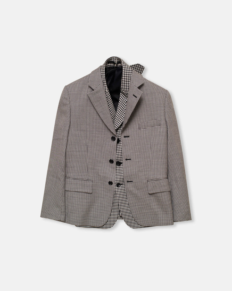 houndstooth check double layer blazer