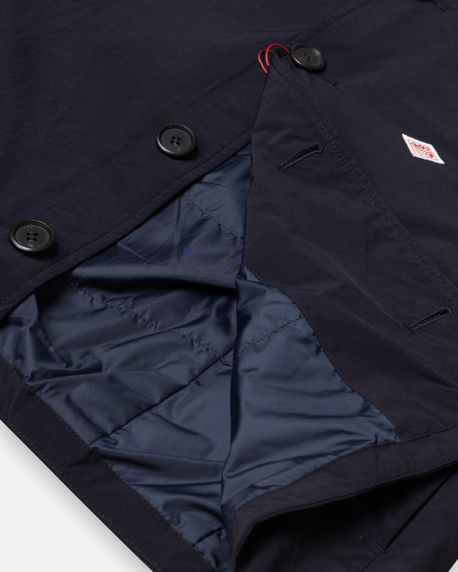 insulated collarless jacket