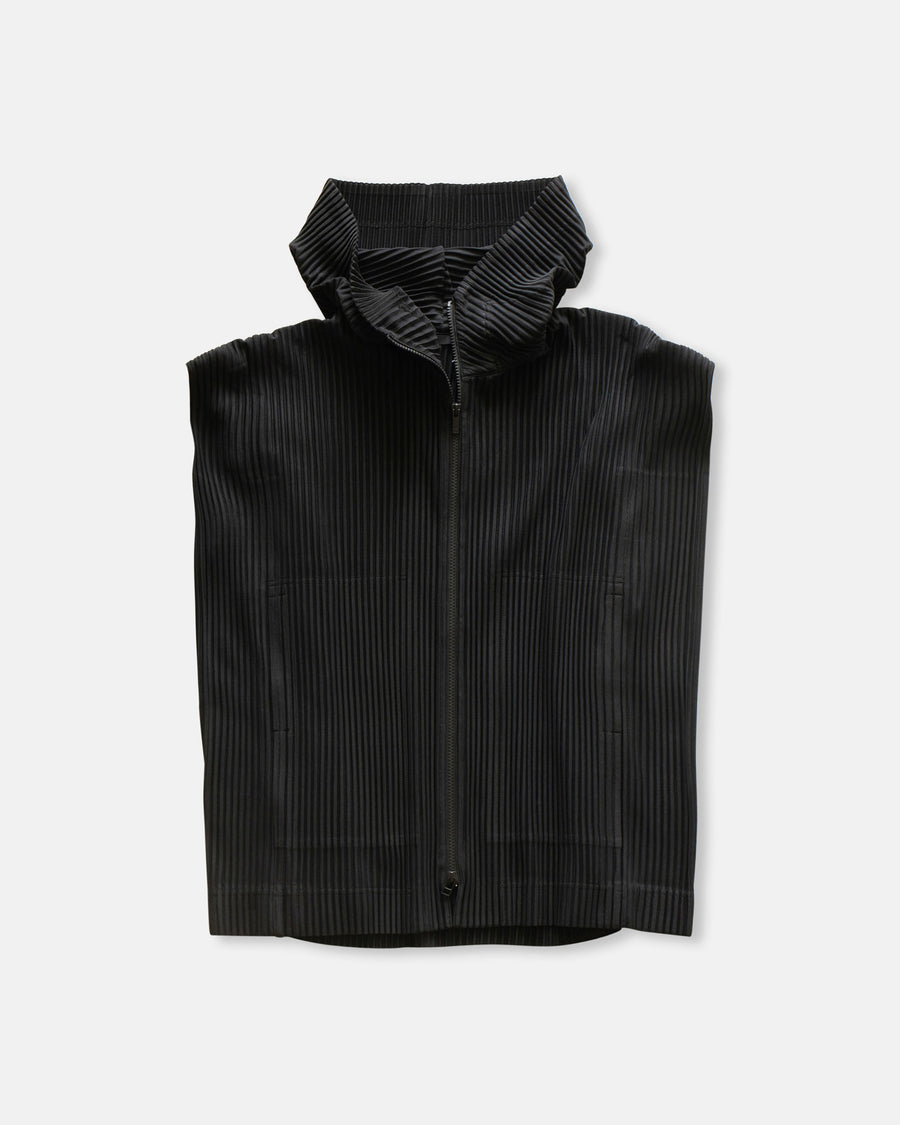 pleated zip up vest