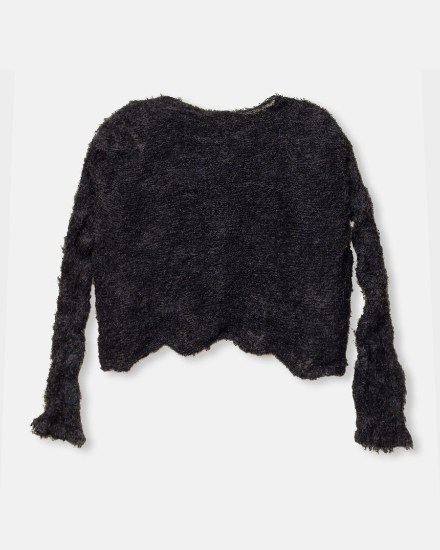 shifted fuzzy pleats cardigan