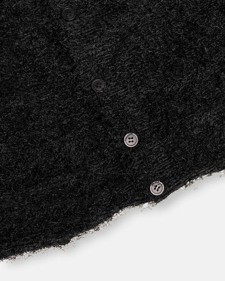 shifted fuzzy pleats cardigan