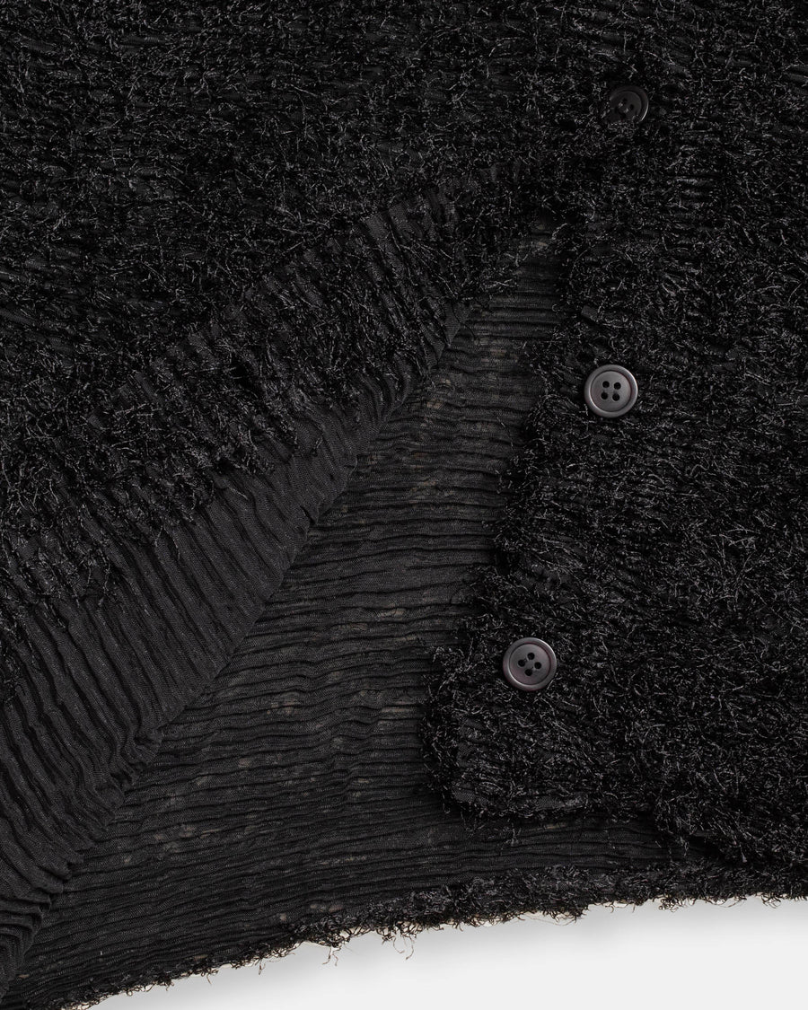 shifted fuzzy pleats cardigan