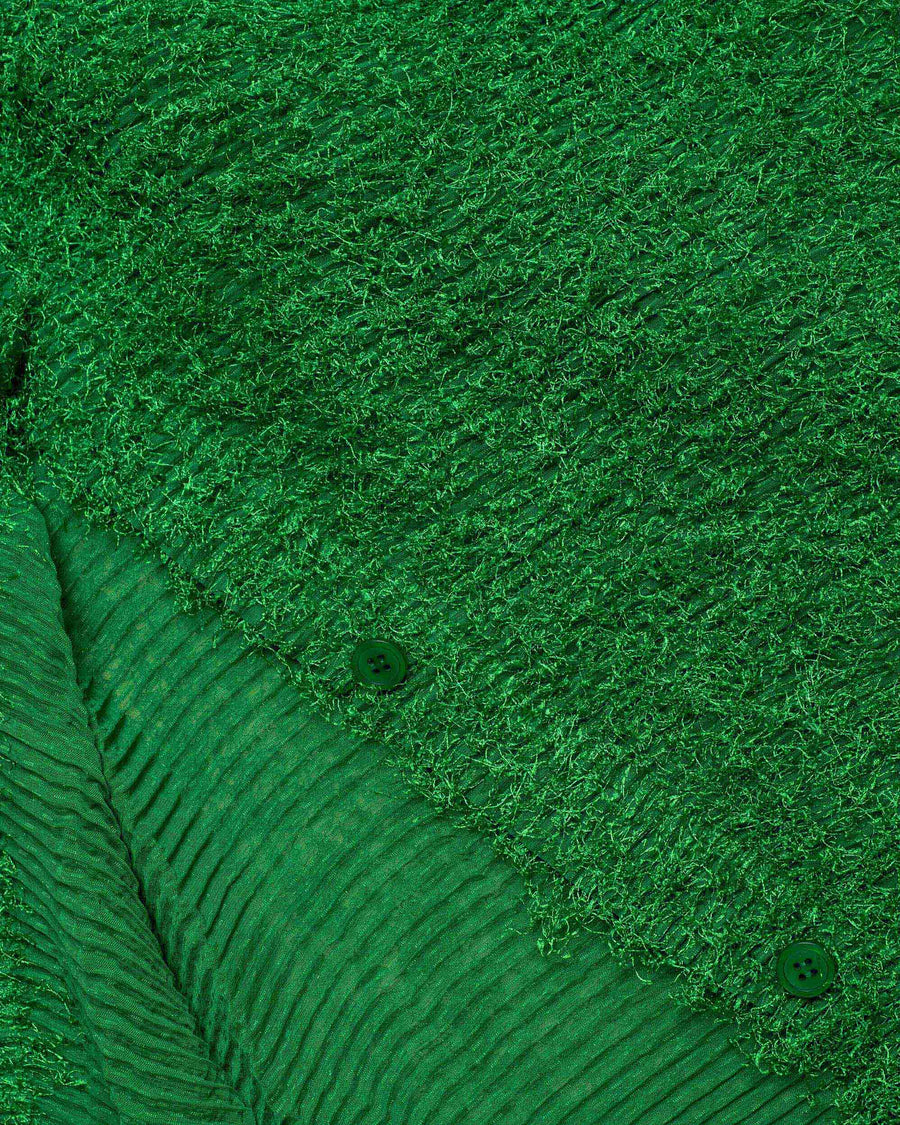 shifted fuzzy pleats cardigan