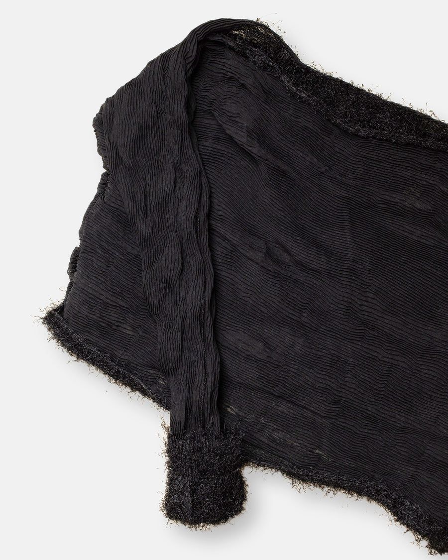 shifted fuzzy pleats sweater