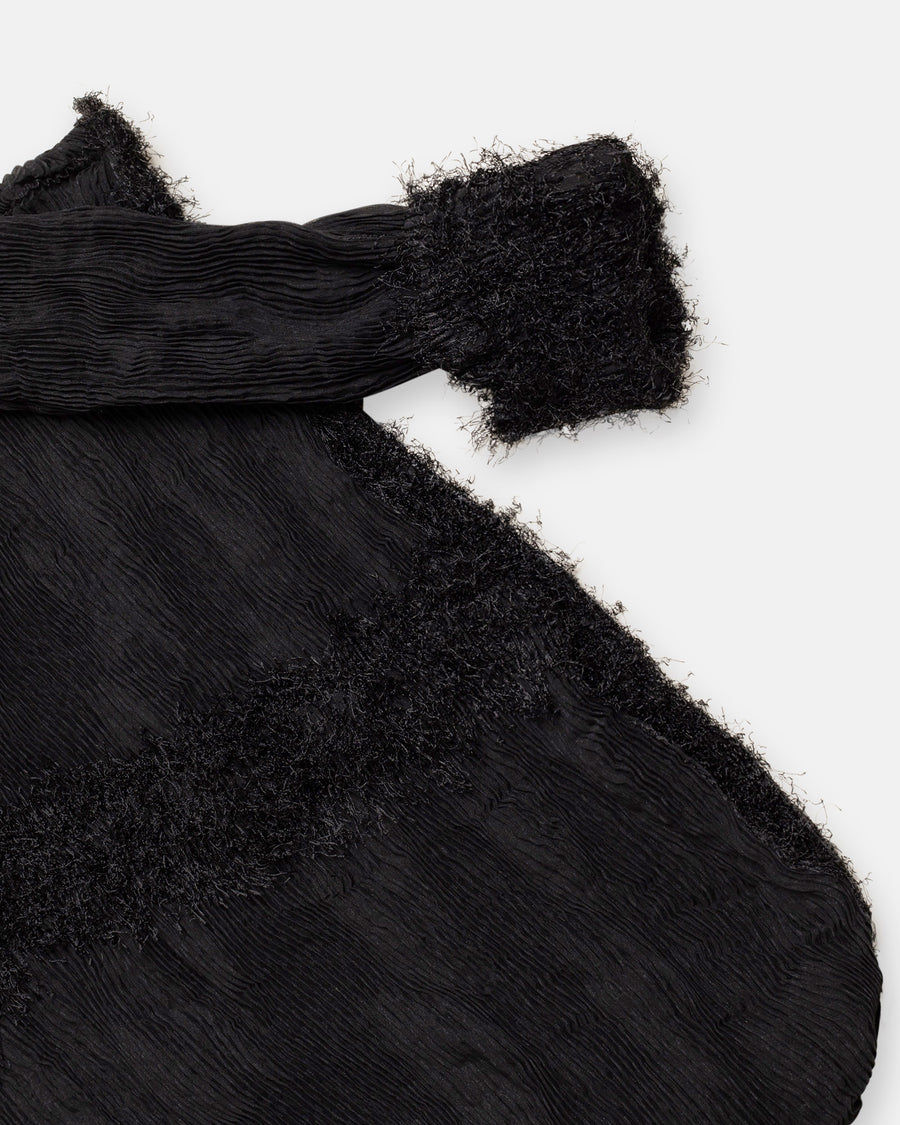 shifted fuzzy pleats sweater