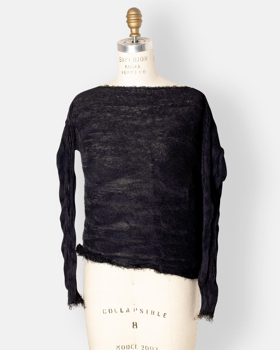 shifted fuzzy pleats sweater