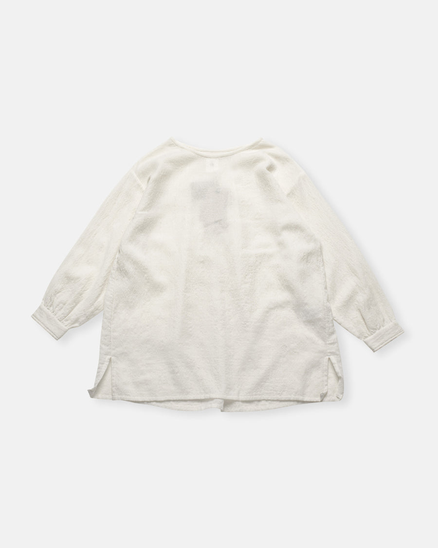 boiled wool plain boatneck back pintuck shirt