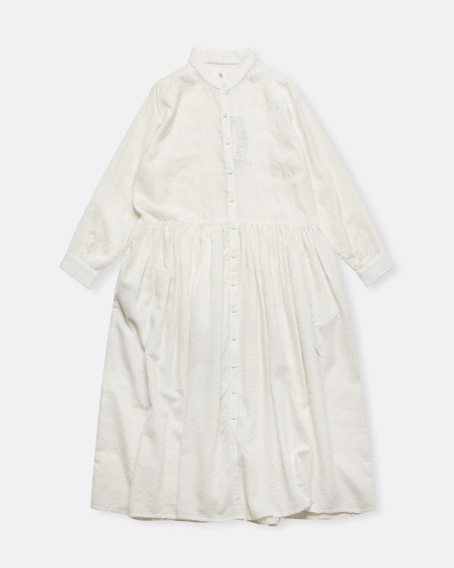 boiled wool band collar embroidered dress