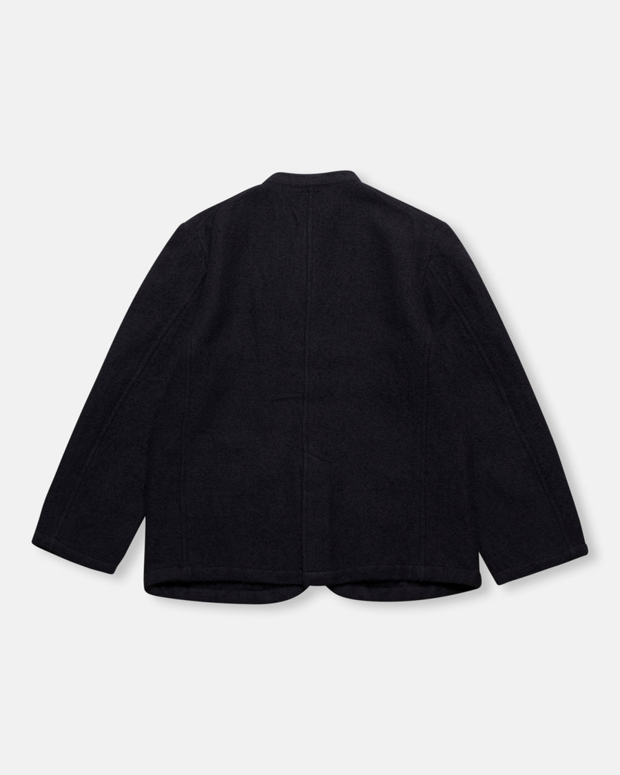 wool cotton stand collar fly front jacket