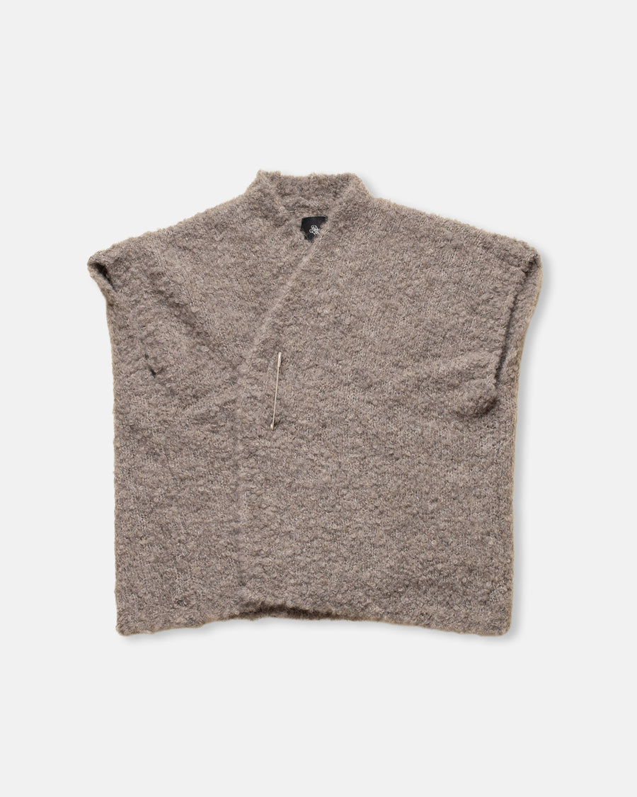 bouclé vest with pin