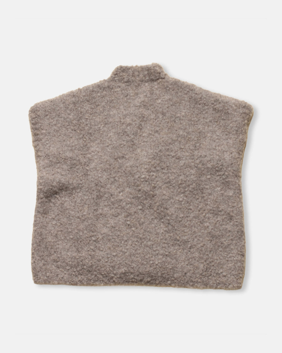 bouclé vest with pin