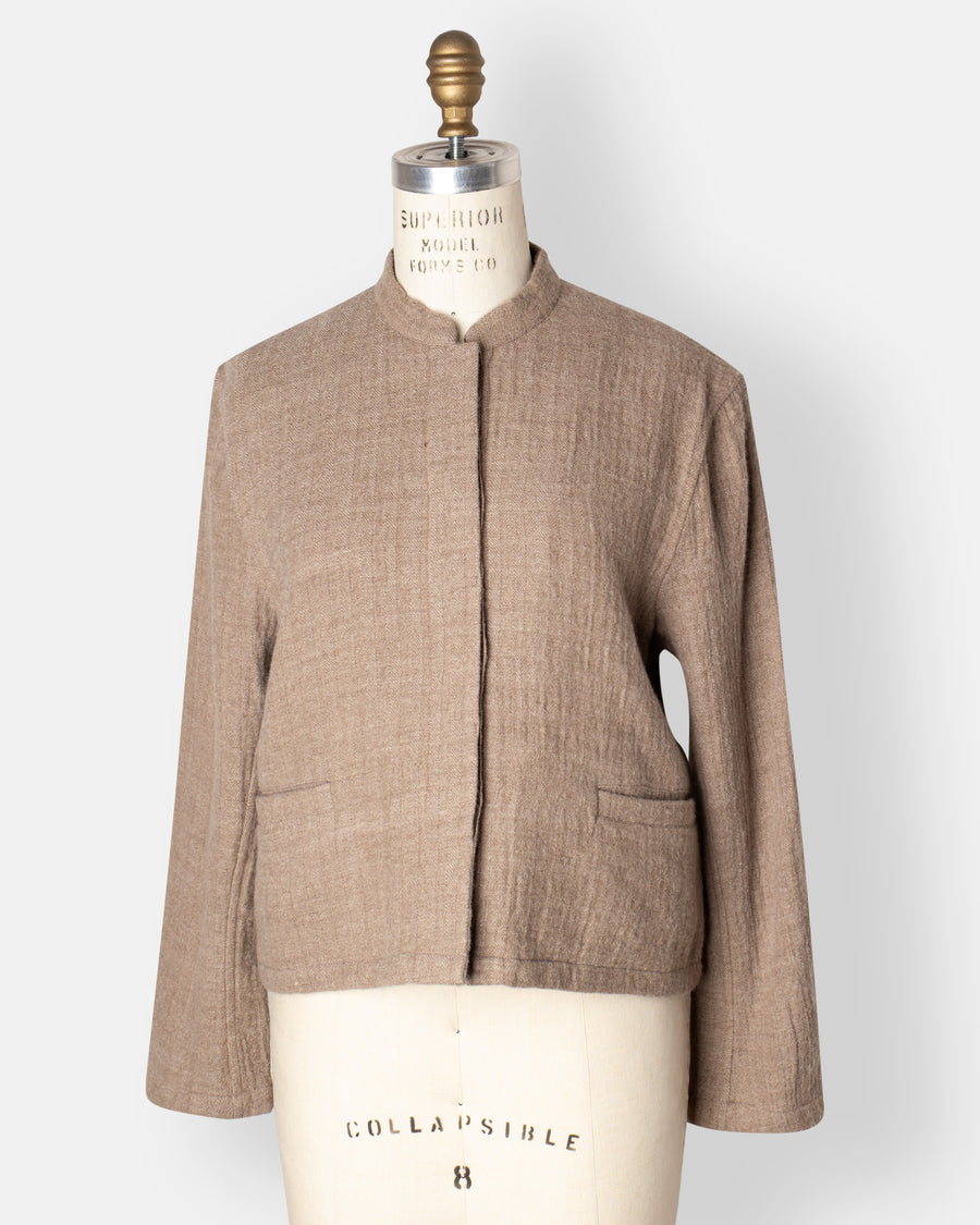 stand collar fly front jacket