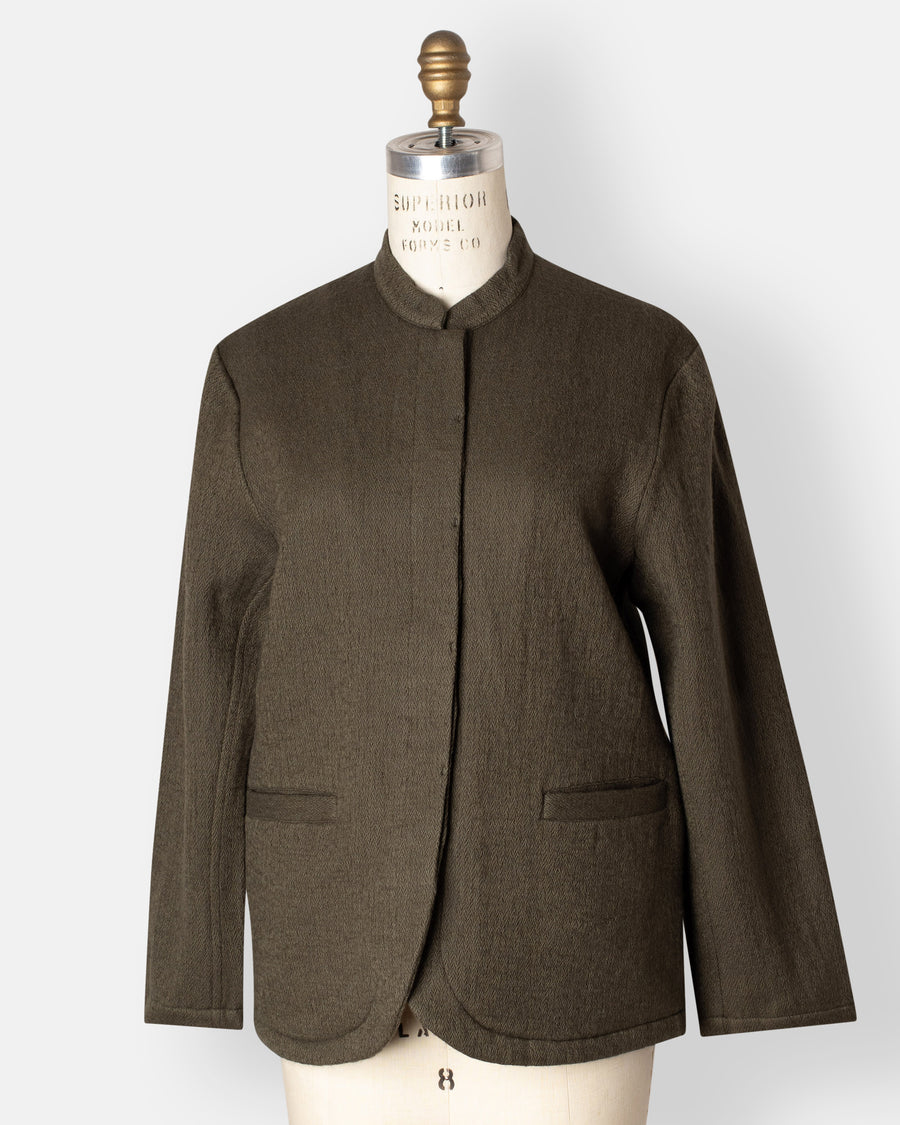 stand collar fly front jacket