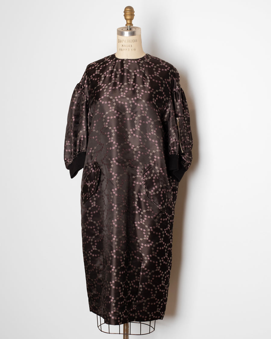 floral satin jacquard dress