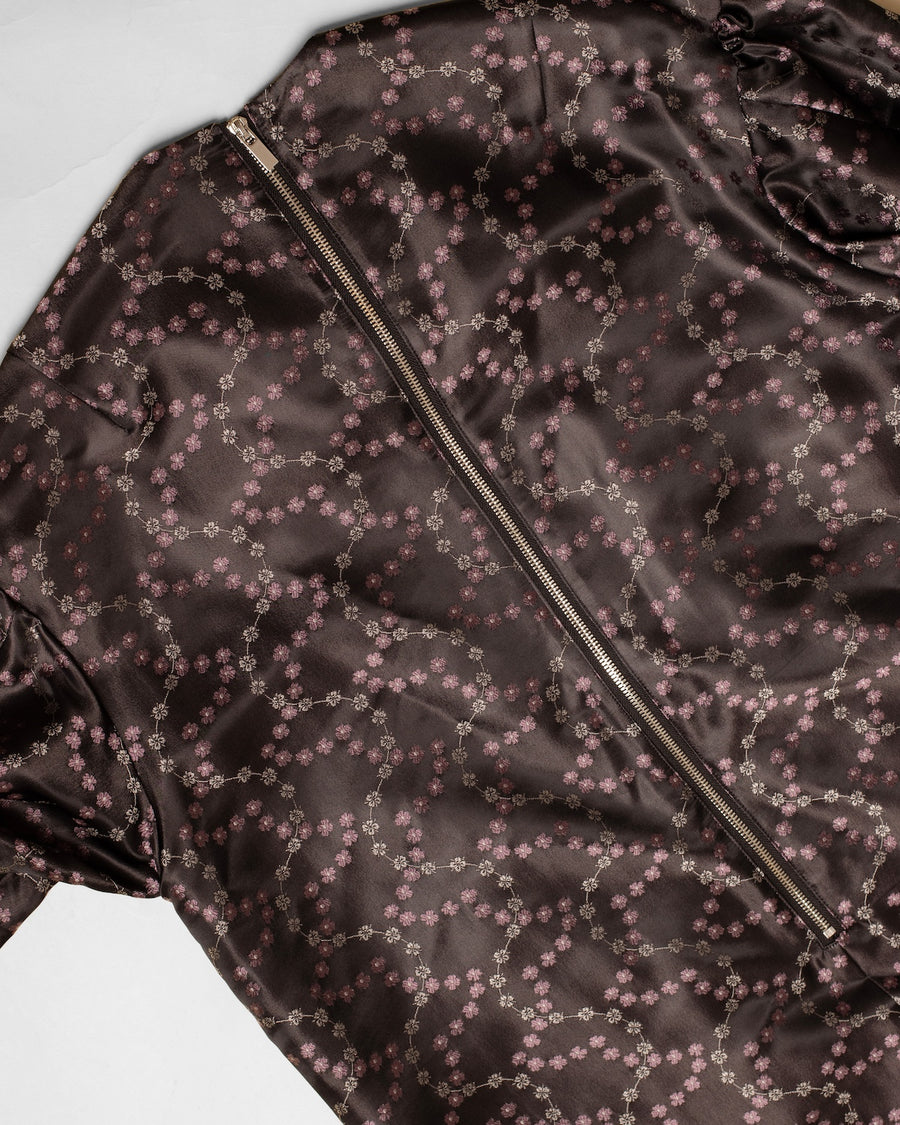 floral satin jacquard dress