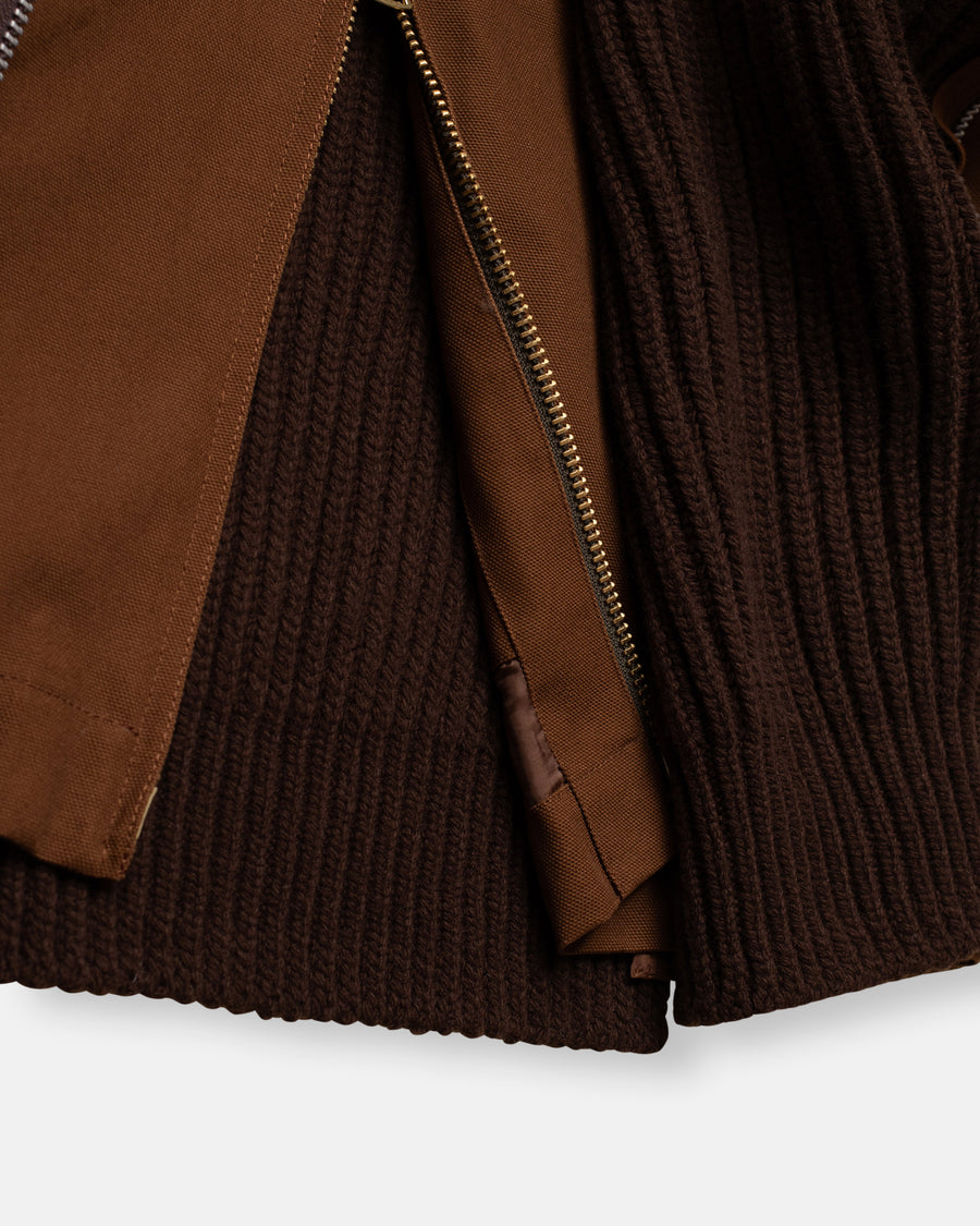 sacai x carhartt duck x wool knit jacket