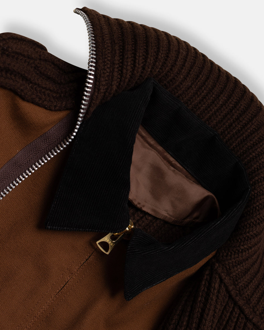 sacai x carhartt duck x wool knit jacket