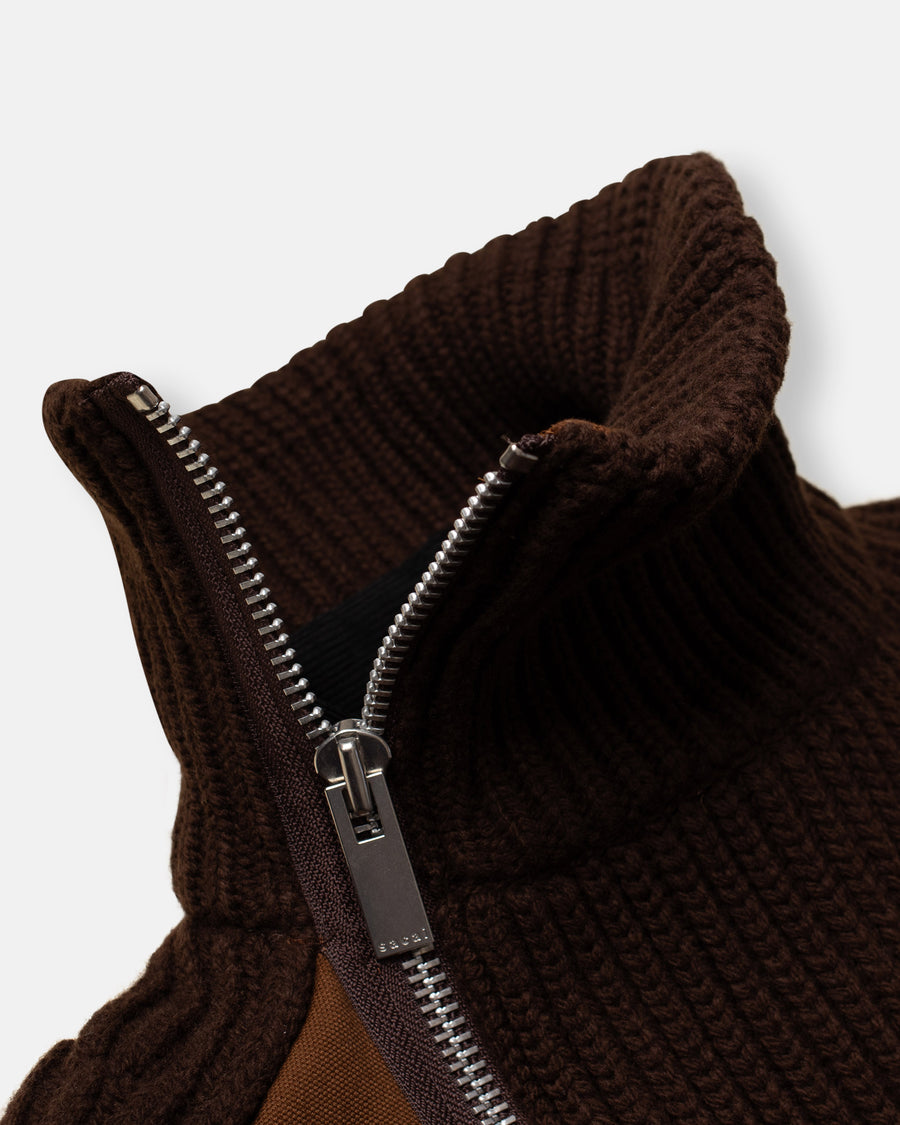 sacai x carhartt duck x wool knit jacket