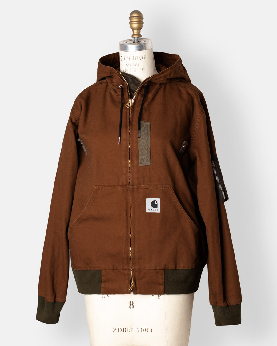 sacai x carhartt duck hooded jacket