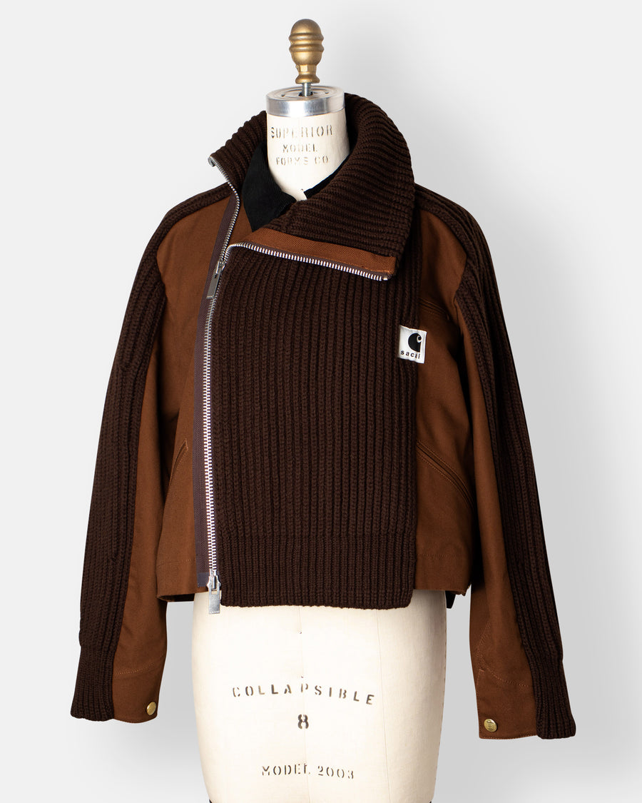 sacai x carhartt duck x wool knit jacket