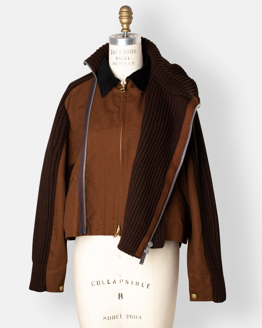 sacai x carhartt duck x wool knit jacket