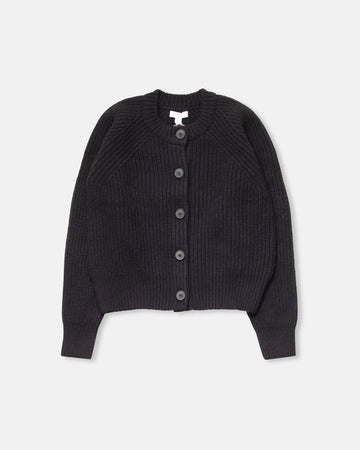 ribbed crew neck cardigan