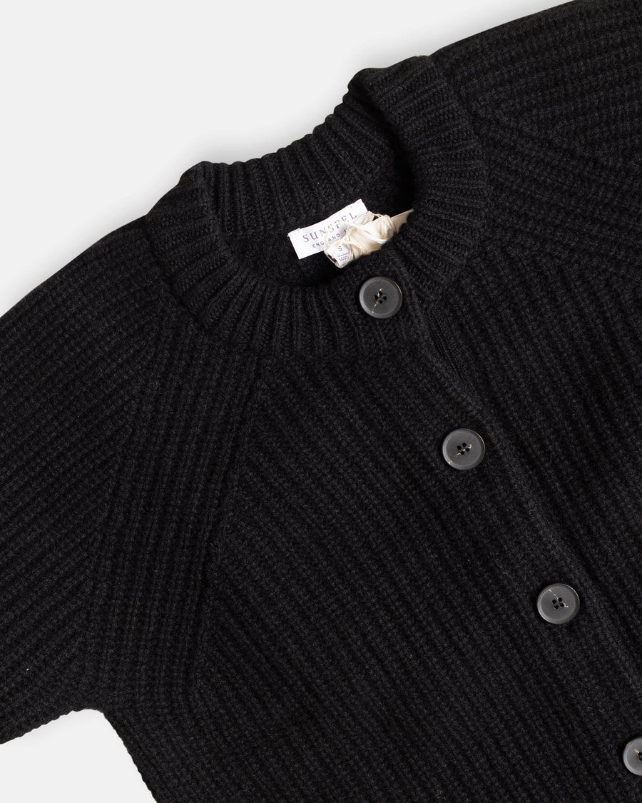 ribbed crew neck cardigan