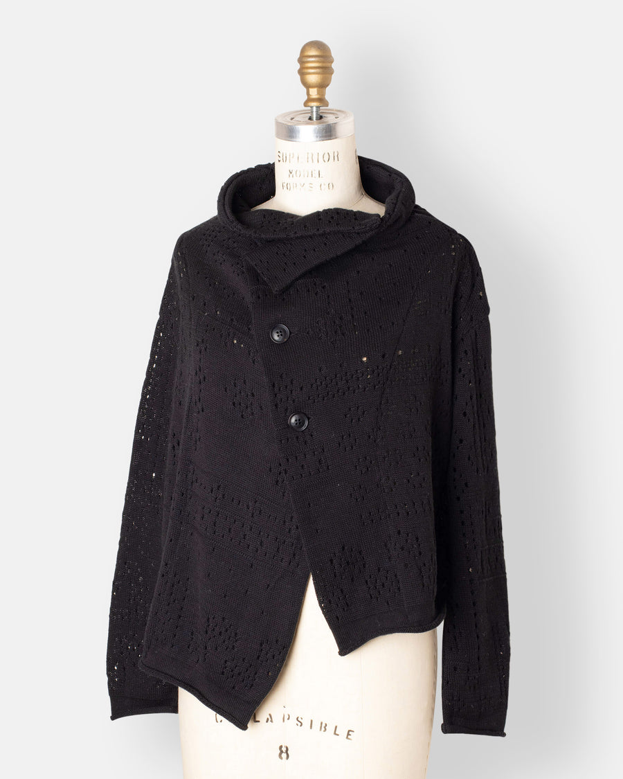 off-neck cropped cardigan