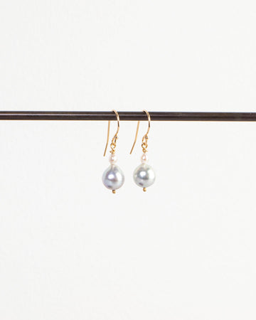 silver/grey akoya 2 pearl earrings