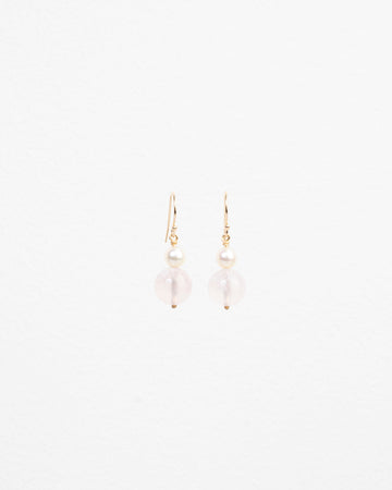 akoya pearl and pink agate earrings